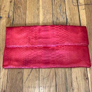 Primary Red Python Foldable Clutch